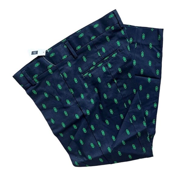 NWT Womens Gap Slim Cropped Navy Blue Diamond Print Cropped Pants - Sz 6P 6 P - Picture 2 of 2